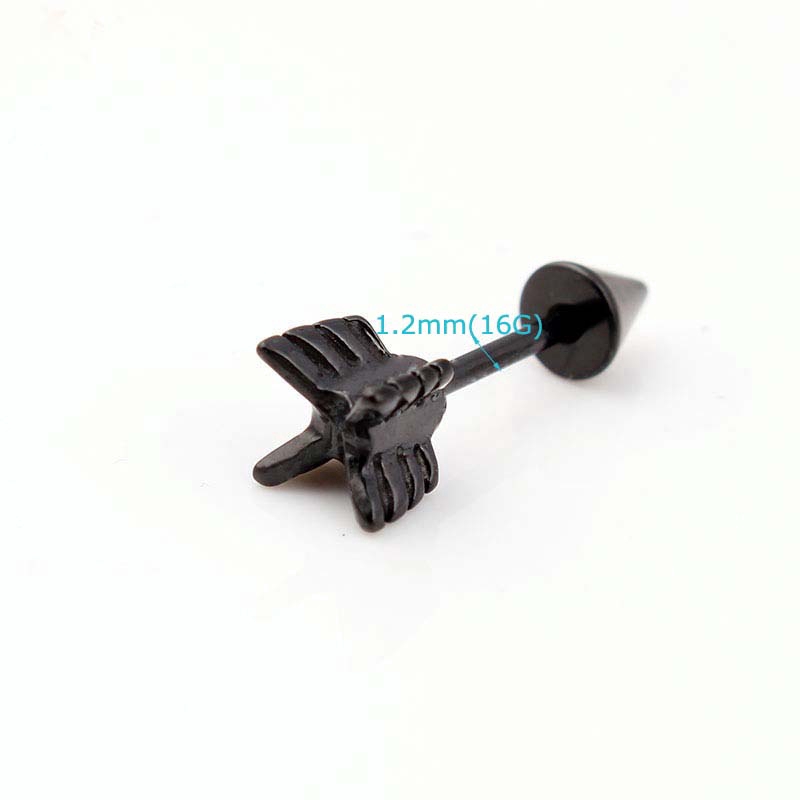 1piece Arrow Shape Stainless Steel Auricle Pinna Piercing 16G 6mm 10mm