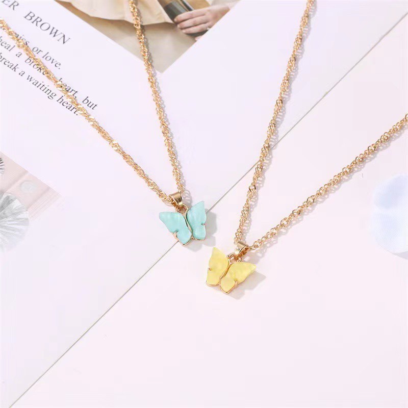 ✅COD Rantai Klavikula Biru Kalung Kupu-kupu Fashion Gelang Wanita Korea L04