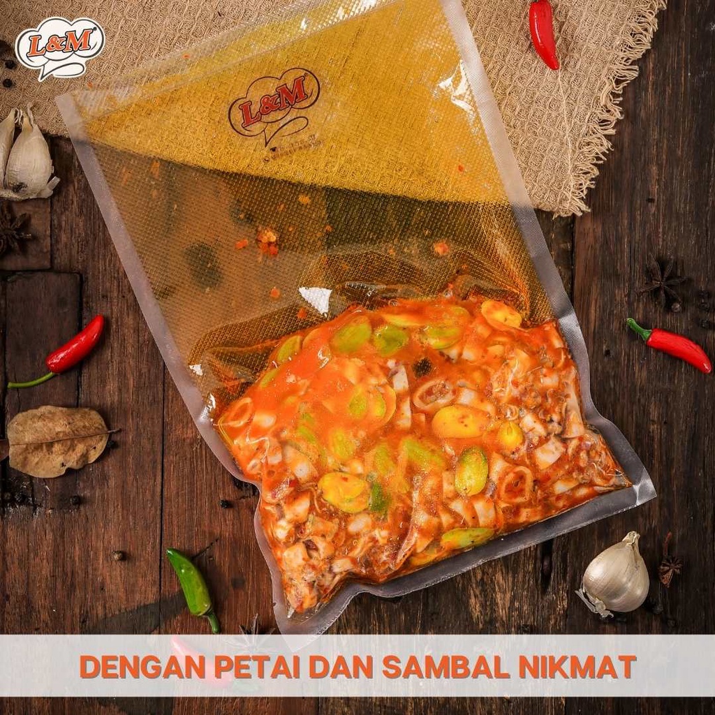 

Cumi Asin Sambal Pete Pedas L&M Frozen Siap Masak