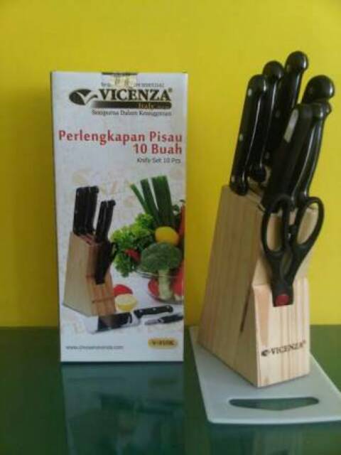 [ Vicenza ] Pisau Set Vicenza V910 - Hitam (10 buah)