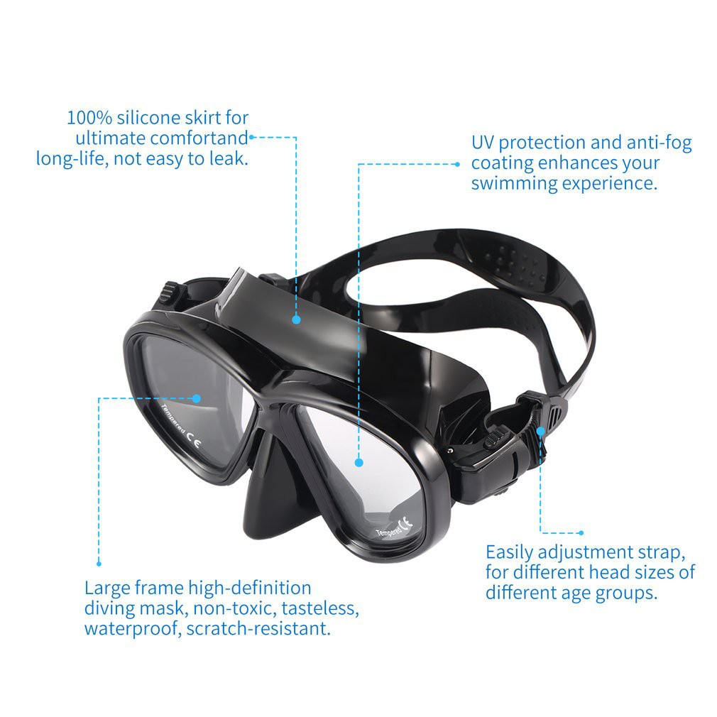 BISA COD ZACRO Kacamata Selam Scuba Diving Snorkeling - M24 - Black
