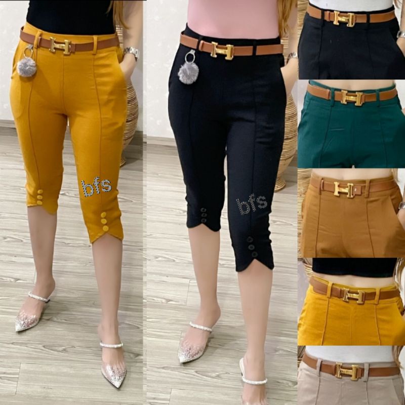 Celana Wanita 7/8 SoftJeans Stretch Import Free Belt H 9031