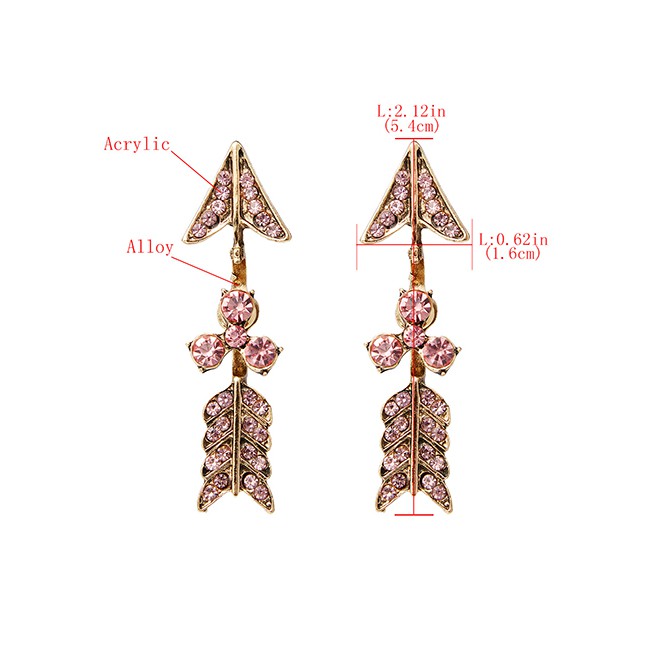 LRC Anting Tusuk Fashion White S925 Silver Needle Acrylic Diamond Cupid Arrow Stud Earrings F68258