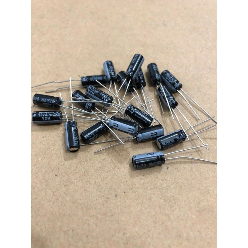 100Pcs Capacitor Elco 4,7uf 50v Kapasitor Elko 4,7uf 50v