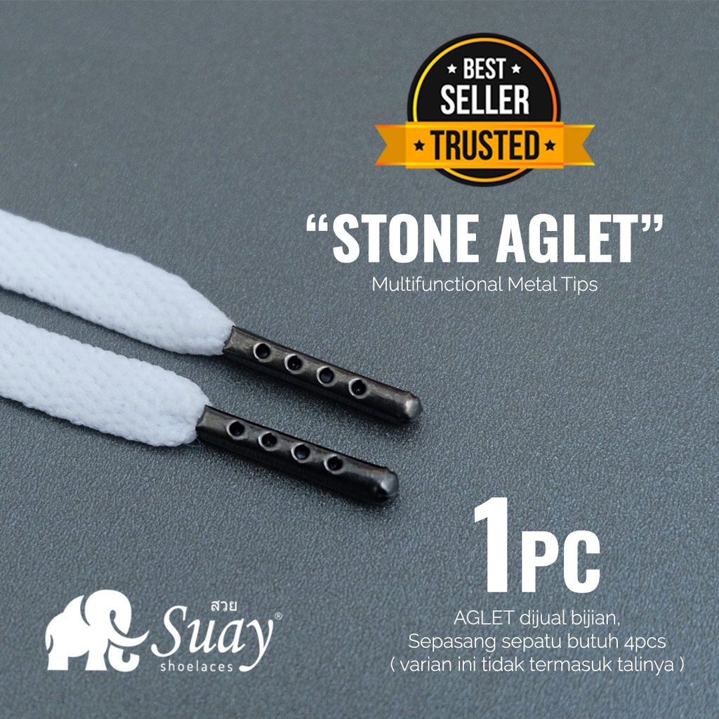 PREMIUM AGLET Metal Tip Warna STONE Ujung Tali Sepatu Aglets Hoodie Jaket Jumper Joger Boxer | SUAY Indonesia The Real Premium Shoelace