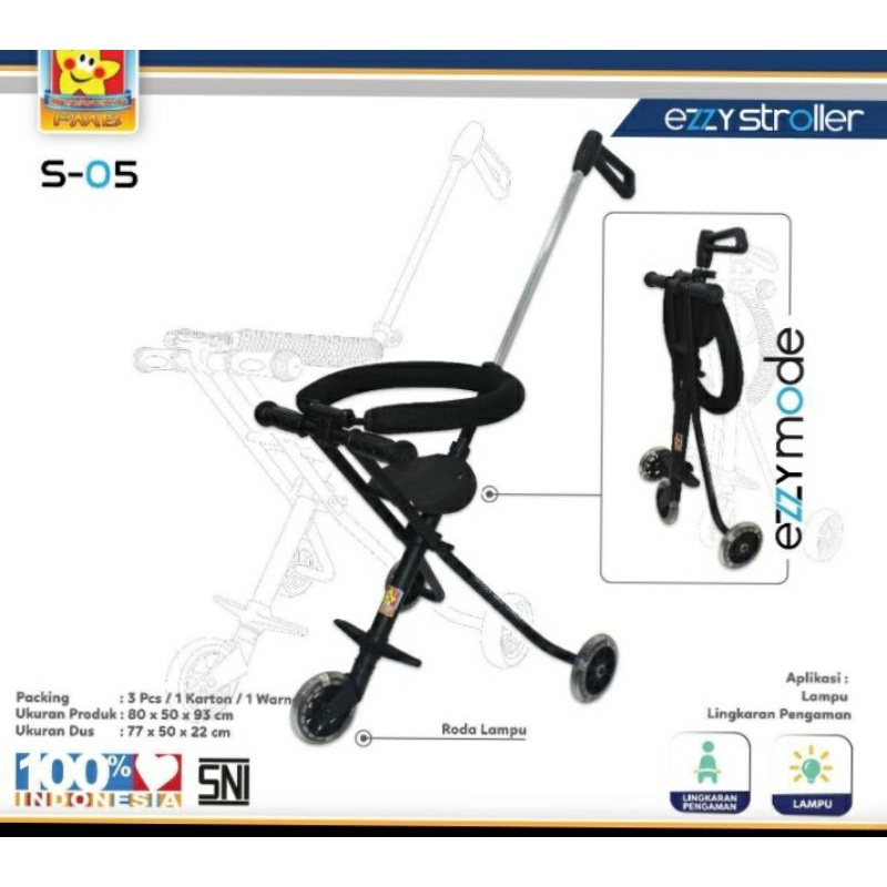 SEPEDA RODA 3 STROLLER ALLOY/EZZY STROLLER RODA 3 PMB HITAM