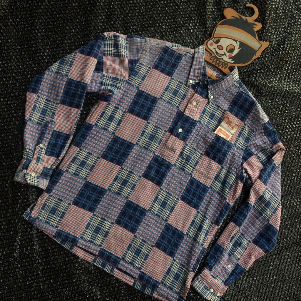 kemeja vintage sugar cane atau half button sugar cane patch work