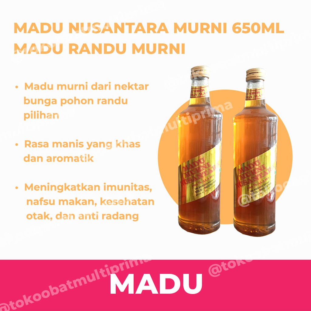 

Madu Nusantara Murni 650ml - Madu Randu Asli Lebah Ternak Bebas Polusi