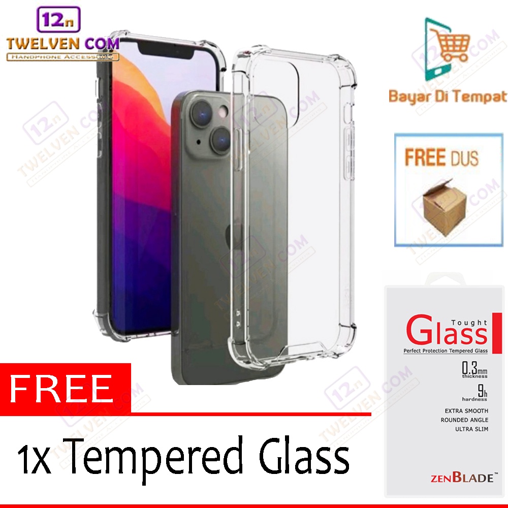 [FLASH SALE] Case Anti Crack Anti Shock Softcase iPhone 13 - Free Tempered Glass