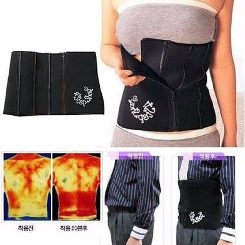 4 STEP SHAPE KORSET SLIMMING BELT Korset Pelangsing Perut Buncit Pembakar Lemak Pria Wanita Stagen Ibu Melahirkan Dengan Pengait Resleting Bahan Neoprene