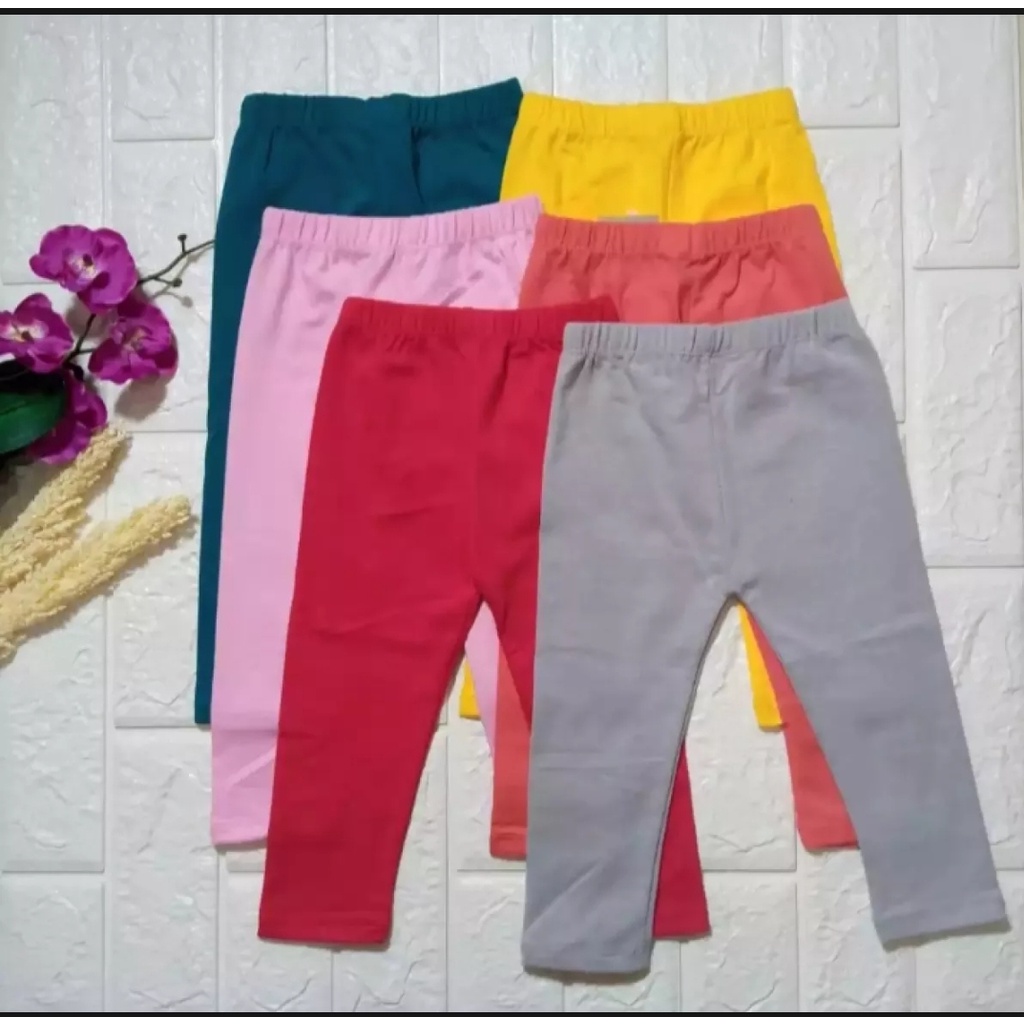 10 pcs leging anak polos bahan katun spandek 1-15 thn free 1