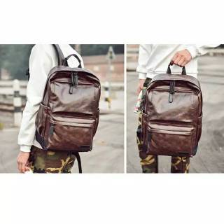 Tas backpack punggung ransel kulit hitam besar import original premium