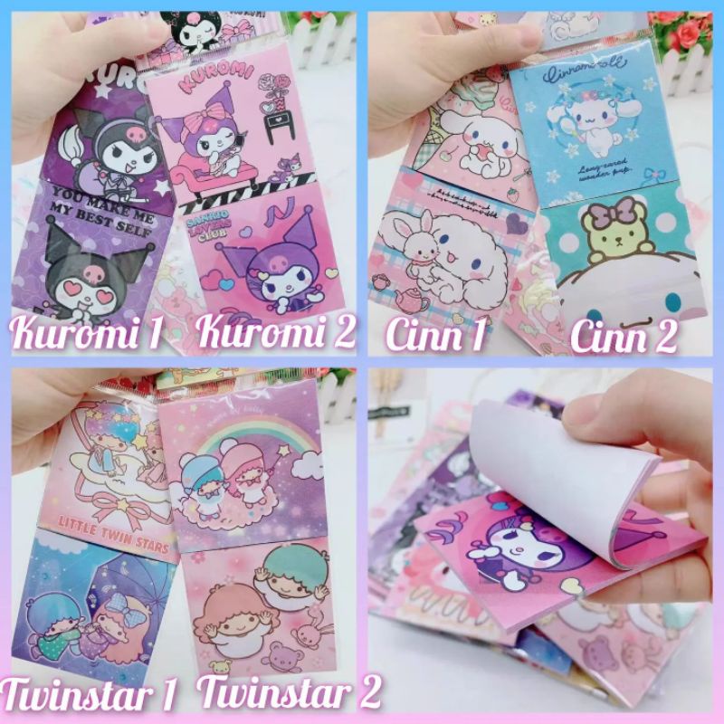 

memo kitty melody pompompurin kuromi cinnamoroll twinstar