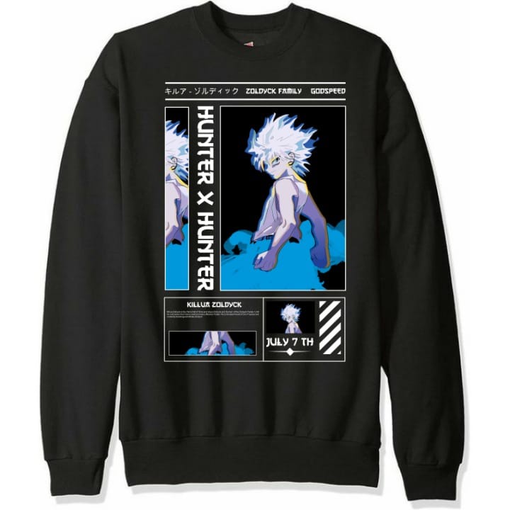 Sweater Killua | Switer Anime HXH | Crewneck hitam keren | Sweeter pria terbaru | Switer KIllua zold