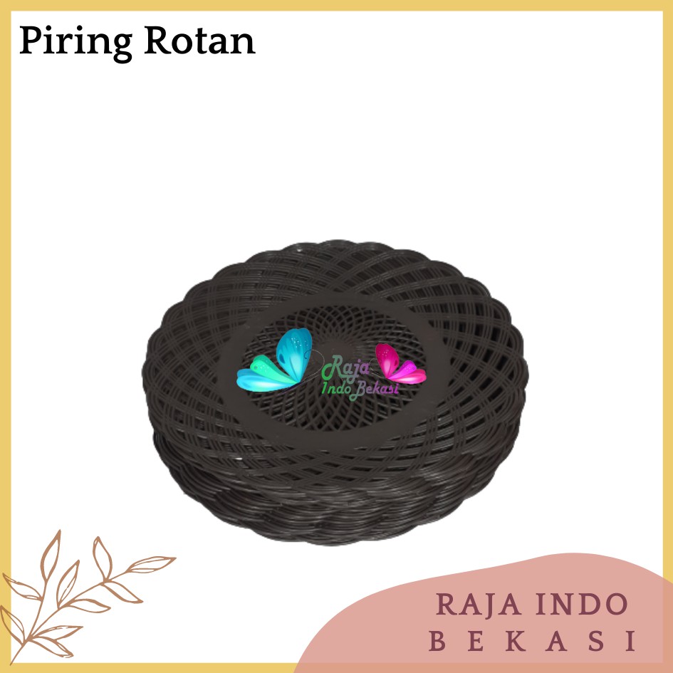 Piring Rotan Plastik Anyam Piring Rotan Plastik Anyaman Cekung Motif Bunga Murah Termurah Asli