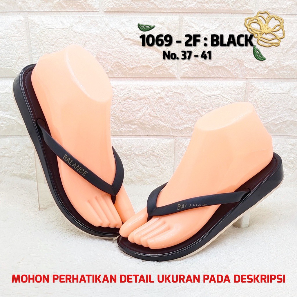 Balance 1069 2F &amp; X1 Sandal Jepit Jelly Wedges 2,5Cm Tali Bunga Lembut Empuk Lentur Cantik Very Nice