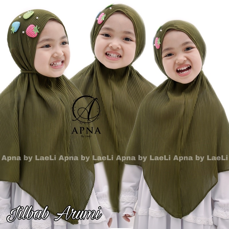 Jilbab Arumi/ Bergo plisket anak strawberry lucu bagus murah
