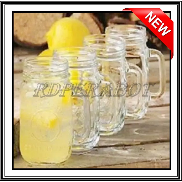 MASON MUG JAR / GELAS TOPLES TANPA TUTUP | GELAS KACA UNIK / MUG GELAS KACA / MUG KACA