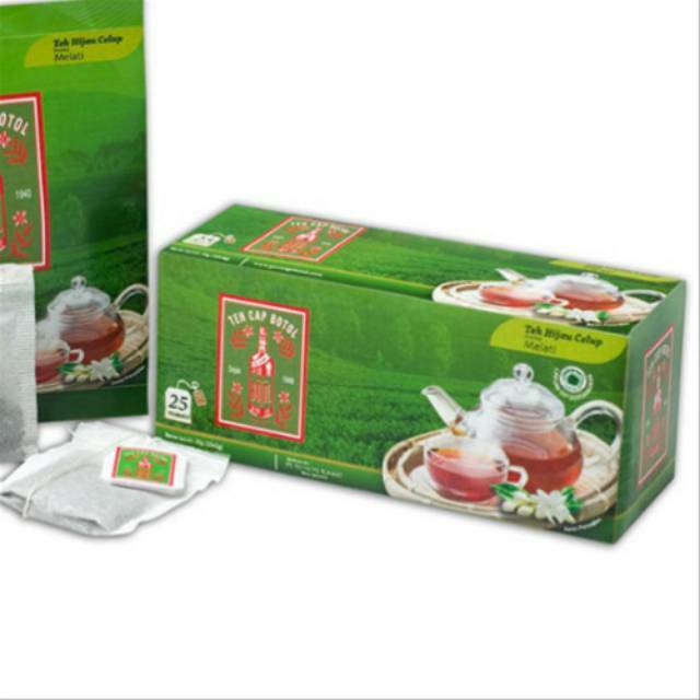 

Teh Cap Botol Teh Hijau Melati Celup 25 teabag x 2 gr