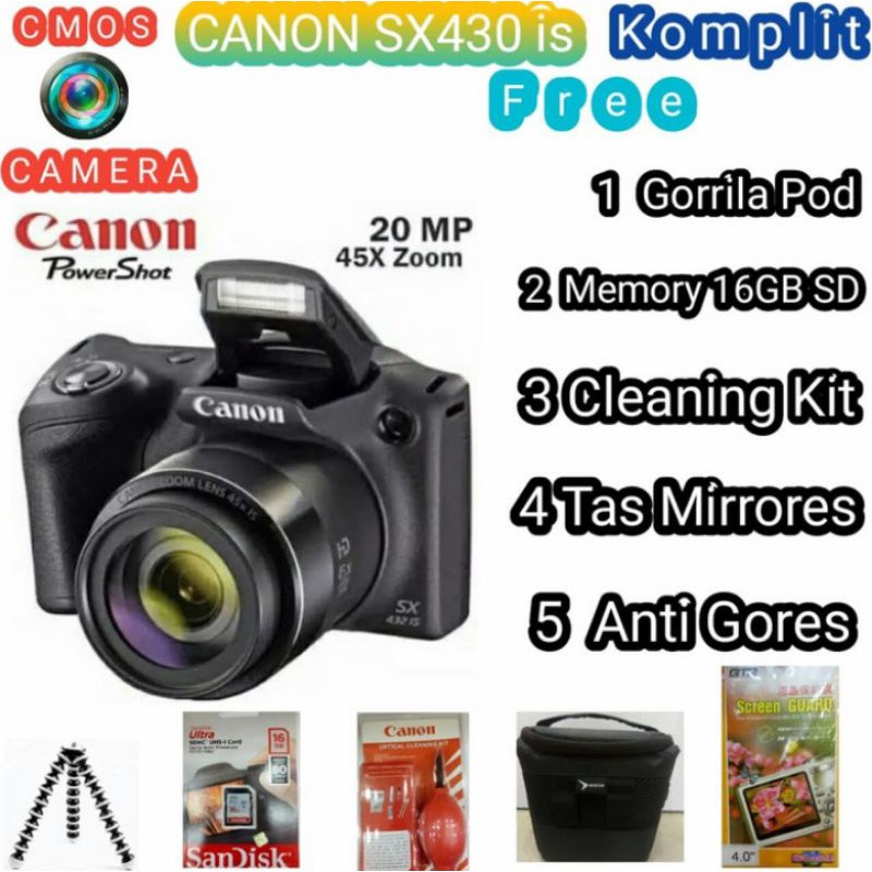 Canon powershot SX430 IS Wifi Free 16GB + Acc Komplit