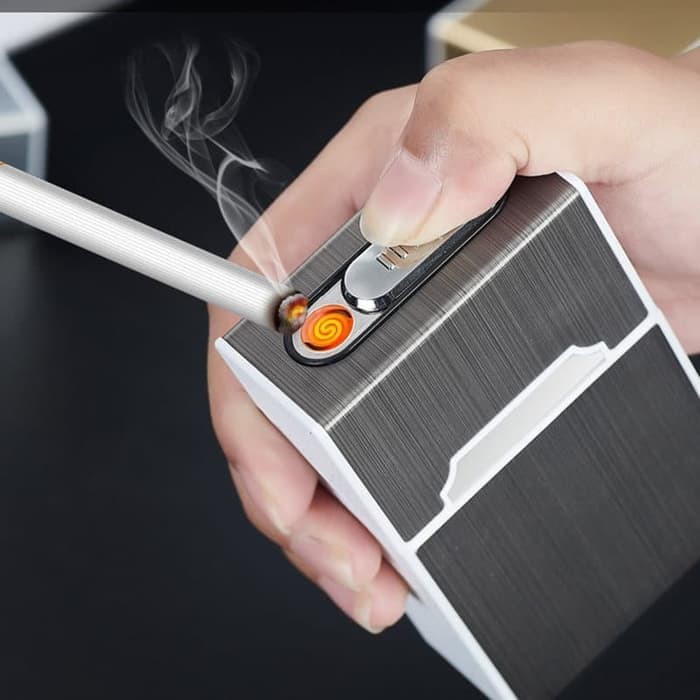 MAGIC CIGGARETE BOX LIGHTER KOTAK ROKOK plus KOREK API ELEKTRIK USB