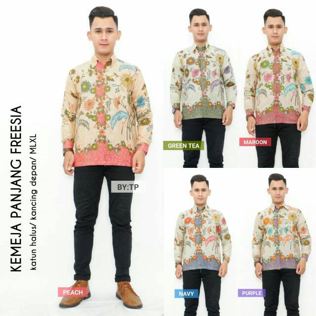 Kemeja batik lengan panjang size m l xl xxl xxxl