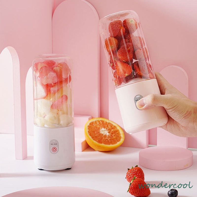 Juicer Portable USB 410ML Mini Juicer Multifungsi 4 Mata Pisau Kaca menebal cangkir-Won