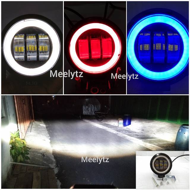 Lampu tembak sorot LED CWL 3 mata lensa 6D 60watt HJG cree angel eye Bulat