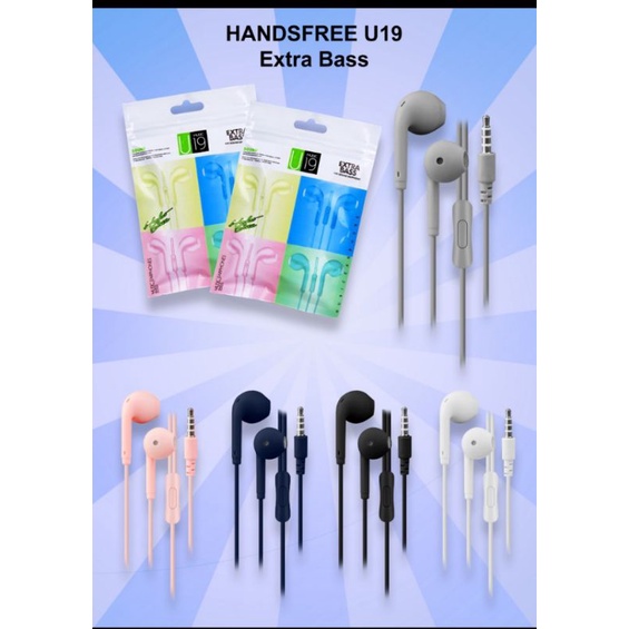 Headset Handsfree Macaron U19 Bass Suara jernih