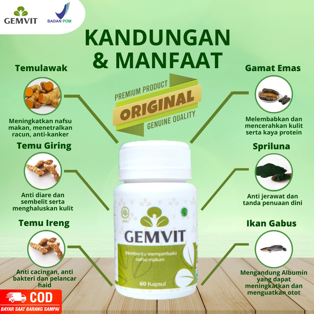Gemvit suplemen penambah penggemuk badan bpom anak dewasa pemutih badan permanen bpom original