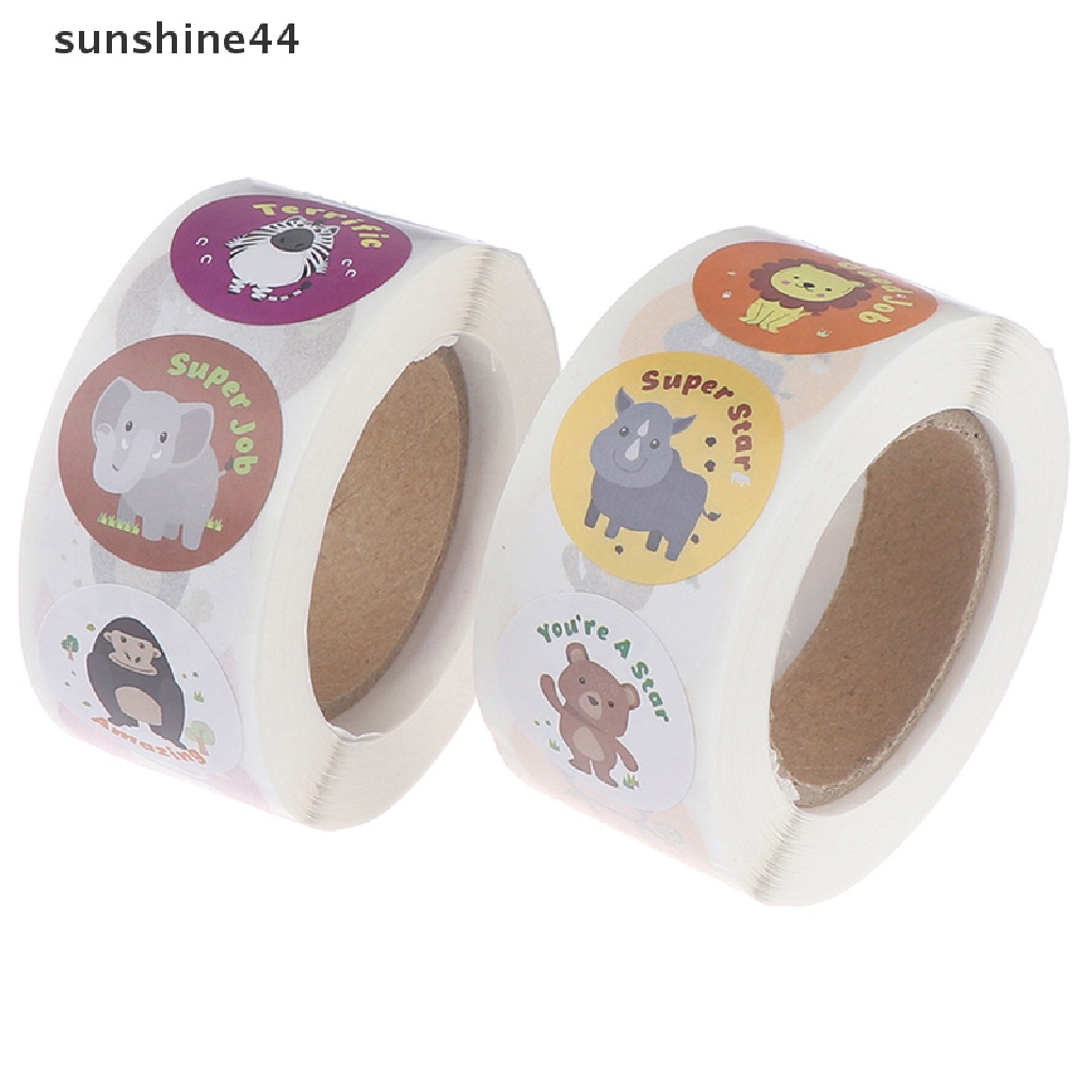 Sunshine 500pcs / roll Stiker Kertas Gambar Kartun Hewan Lucu Untuk Scrapbook / Jurnal