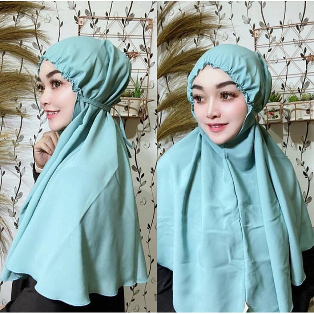 Bergo maryam kerut , tali belakang , bahan diamond