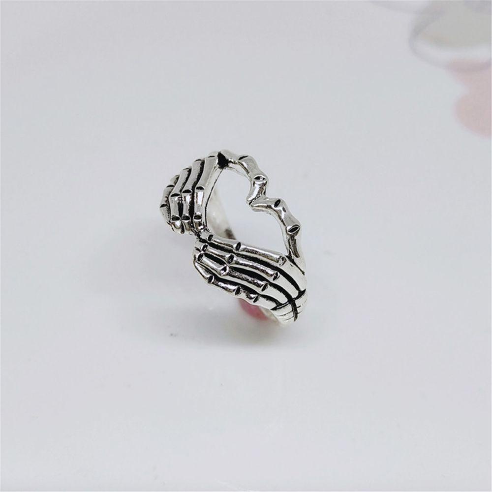 Top Skull Hand with Heart Rings Cincin Tengkorak Cincin Hip Hop Biker TOP