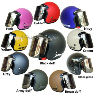 HELM BOGO ASLI JPN + KACA DATAR INJAK SILVER,PELANGI,HITAM ...