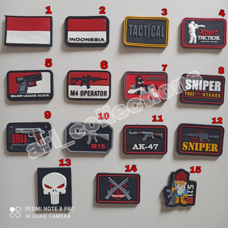 PATCH RUBBER LOGO SNIPER SENJATA TACTICAL/TEMPELAN KARET EMBLEM PEREKAT /M4/GLOCK/AK-47