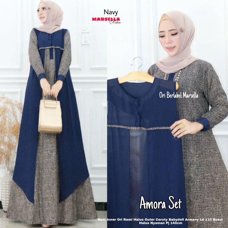 (COD) READY AMORA SET • GAMIS WANITA DAN REMAJA • ORI BY MARSELA