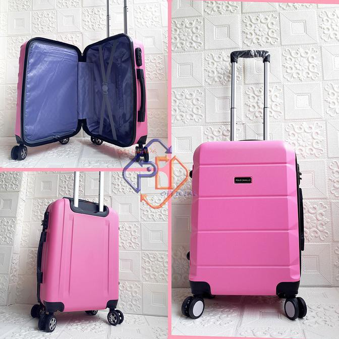 Koper Premium 24 inch 728182 POLO koper traveling , Koper pakaian, - pink muda