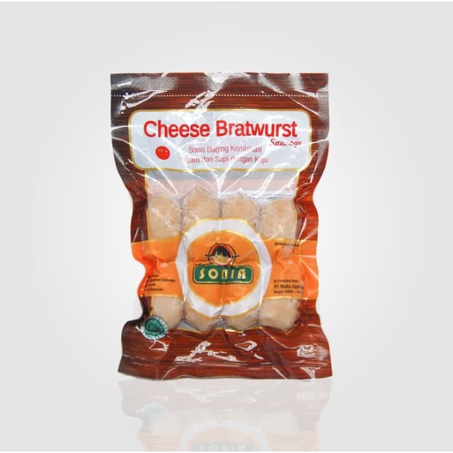 

Sosis Sonia Cheese Bratwurst ( isi 8 pcs )