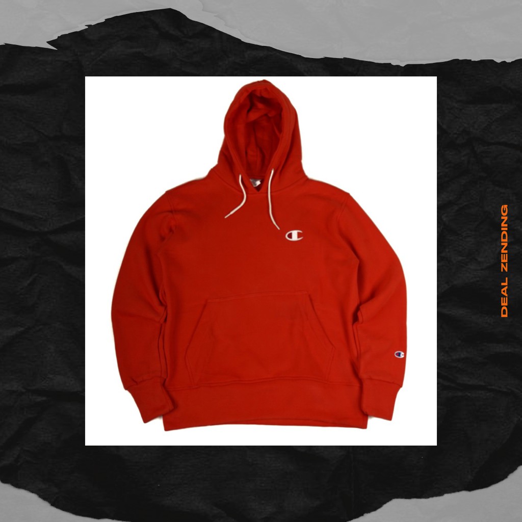 CHAMPION REVERSE WEAVE MEDIUM LOGO C HOODIE - CHROMSON RED