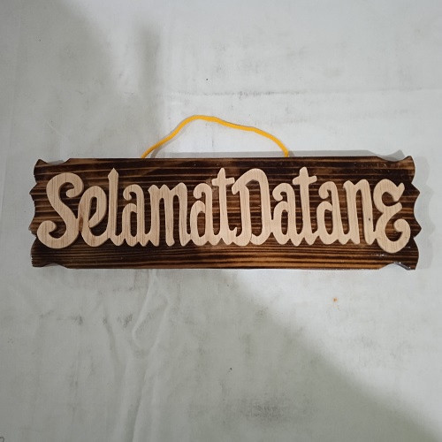 Hiasan Pintu Tulisan &quot; Selamat Datang &quot; Hiasan Dinding Wall Decor Dari Kayu Model Lurus