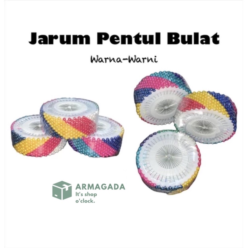 [12 keping] Jarum Pentul Bulat Jilbab / Pin Hijab Bulat Warna Warni per lusin Amanda