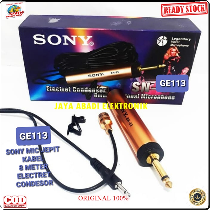 G113 SONY MIC JEPIT KERAH KANCING BAJU KABEL 8 METER CLIP ON MIKROPHONE BEST MICROPHONE COCOK UNTUK IMAM MASJID CERAMAH DLL BISA UNTUK SEGALA JENIS AUDIO KHUALITAS SUARA JERNIH PRODUK BERKHUALITAS HARGA TERJANGKAU