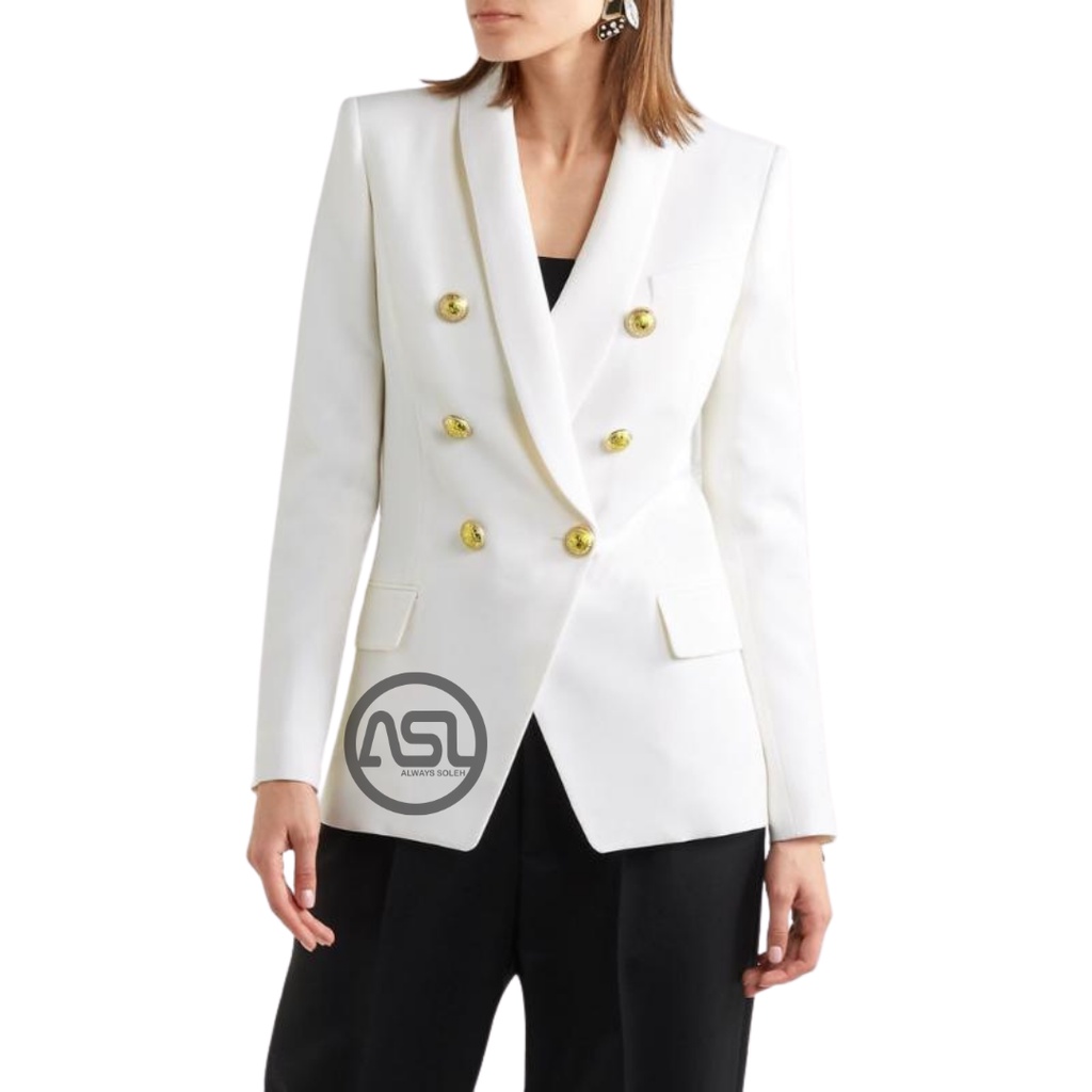 Jas wanita putih Tuxedo / Jas wanita korea / Jas wanita terbaru / Jas wanita korea / Blazer wanita /
