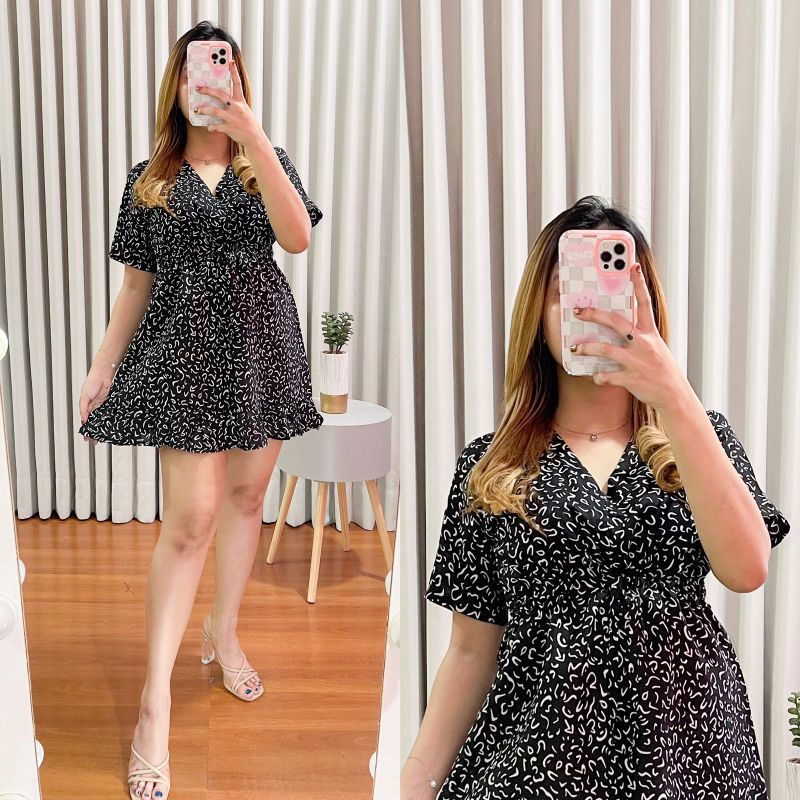 DRESS RAYON PREMIUM JUMBO LD 105 DASTER SEXY PENDEK MOTIF DASTER KEKINIAN JUMBO XL RAYON ADEM