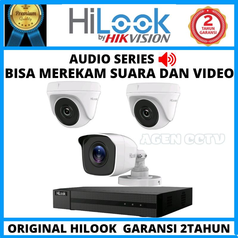 PAKET CCTV HILOOK 4 CHANNEL 3 KAMERA 2MP KOMPLIT