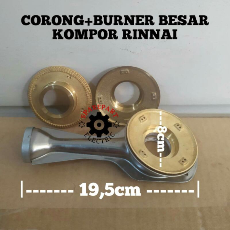 CORONG PENDEK + BURNER BESAR KOMPOR GAS RINNAI 522A 602A 712A