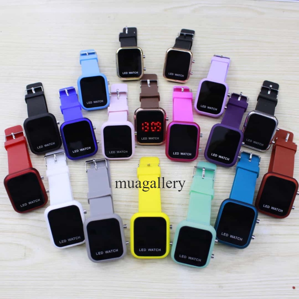 Jam Tangan Wanita Led watch Digital strap Rubber murah / jam tangan LED Digital warna / jam tangan Digital