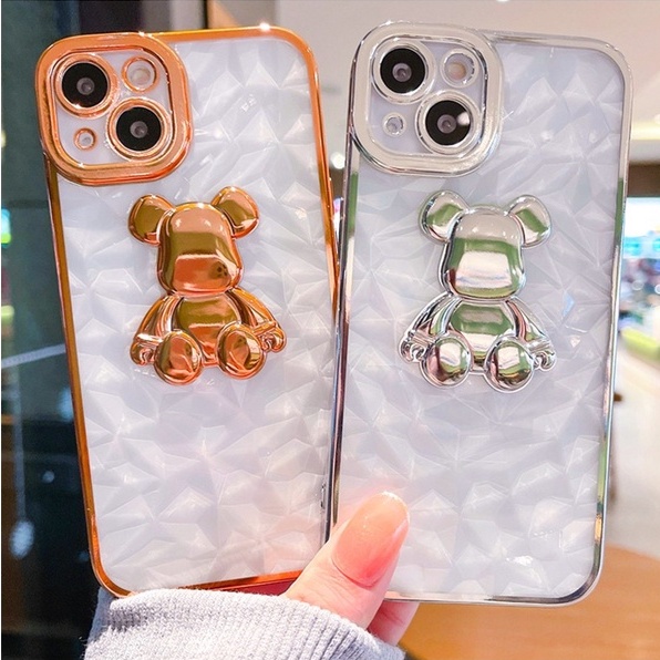 Soft Case Hp Gambar Beruang Transparan Tahan Goncangan Untuk iPhone 13 / 12 / 11promax / XS MAX / XR / X / 7 / 8plus