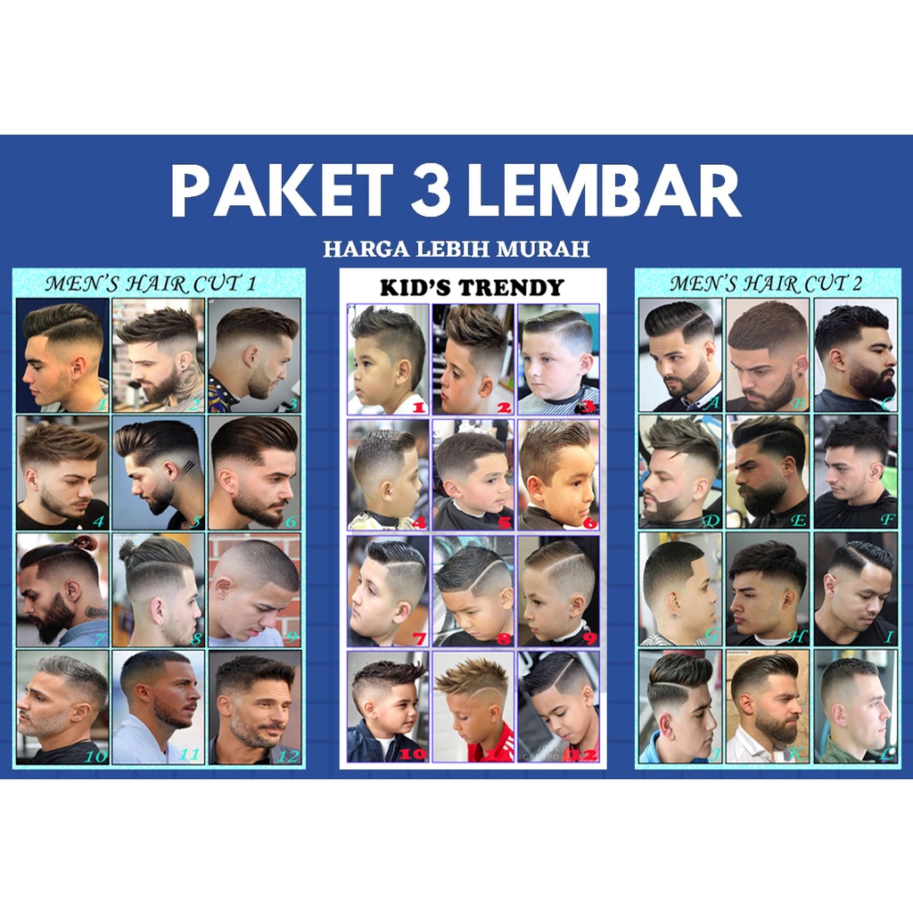 Jual Poster Pangkas Rambut Model Rambut Pria Model Potong Rambut Pria Poster Murah 