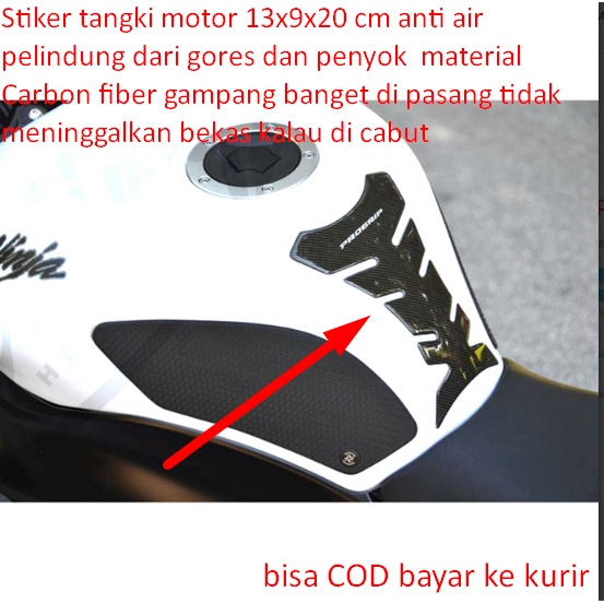 Stiker tangki motor 13x9x20 cm anti air pelindung dari gores dan penyok  material Carbon fiber gampa